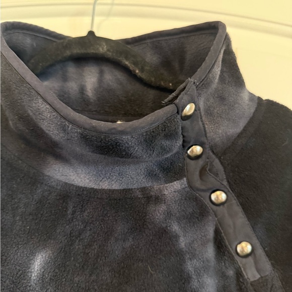 Cozy warm black grey fleece pullover jacket with button collar women's XL - Picture 8 of 8